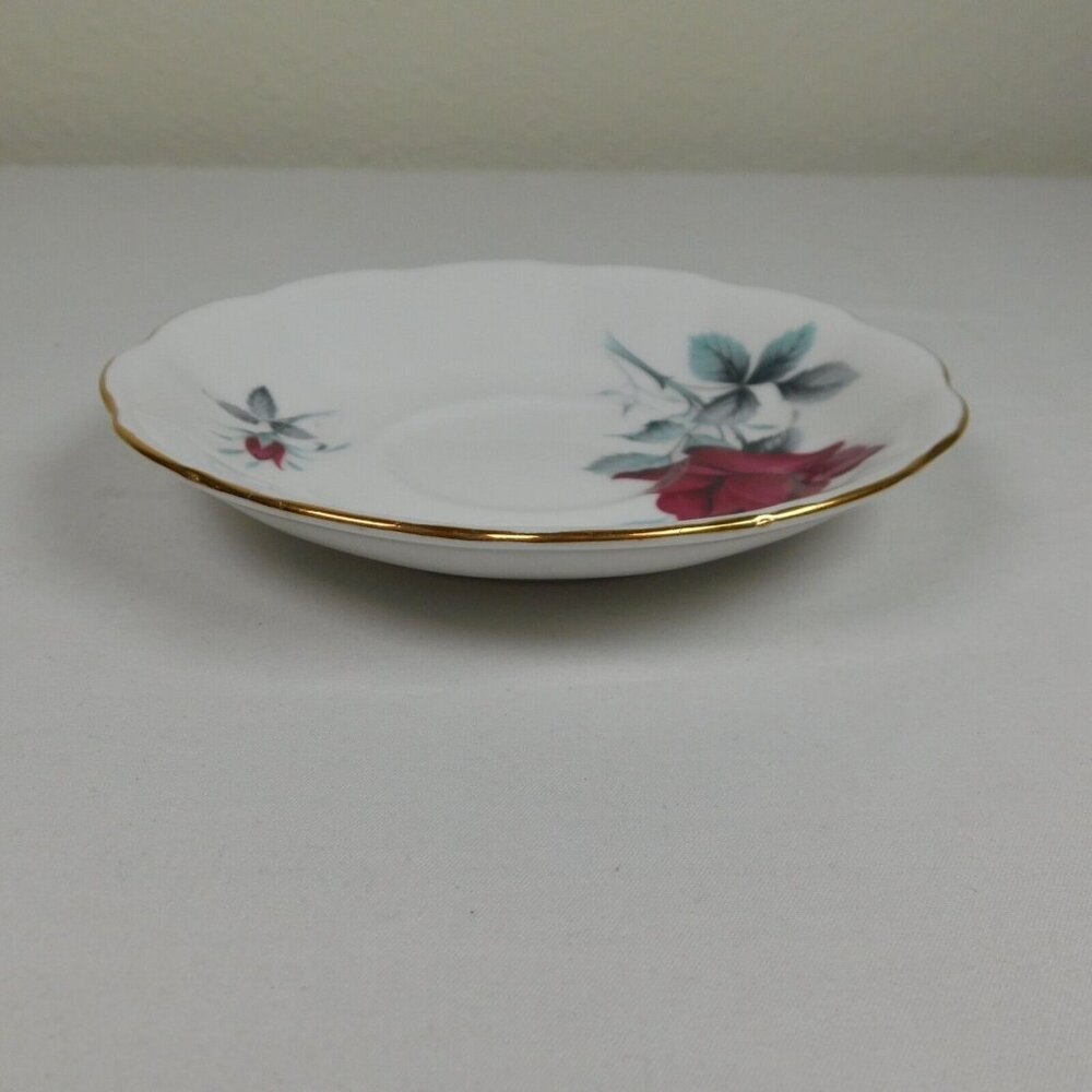 Royal Albert Sweet Romance Saucer ONLY Bone China Red Rose Gold Rim Replacement - Picture 4 of 7